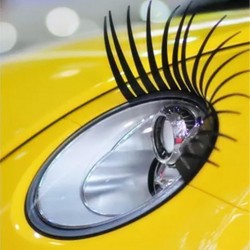 2PCS 3D Charming Black False Eyelashes Fake Eye Lash Adesivo carro Headlight decoração engraçado decalque Fo