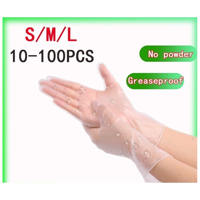 Descartável - anti estático - sem pó - à prova de óleo - luvas de proteção de PVC transparentes