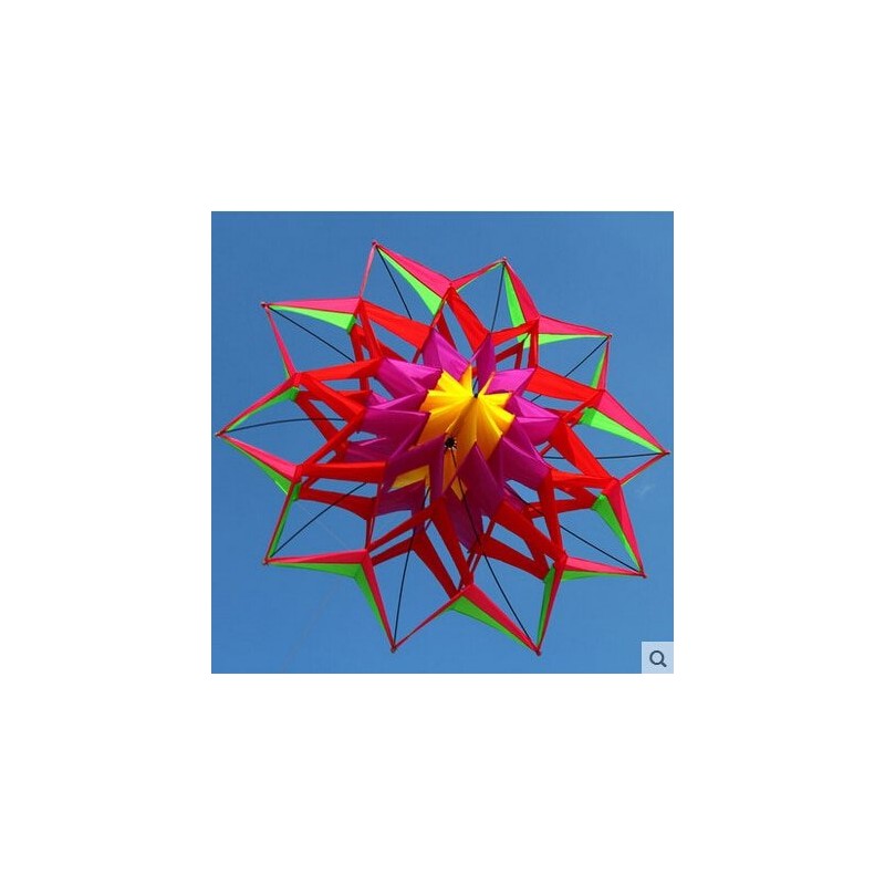 3D flower shape kite with handle and line - 150 cm diameterKites