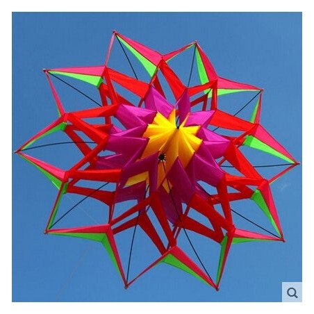 3D flower shape kite with handle and line - 150 cm diameterKites
