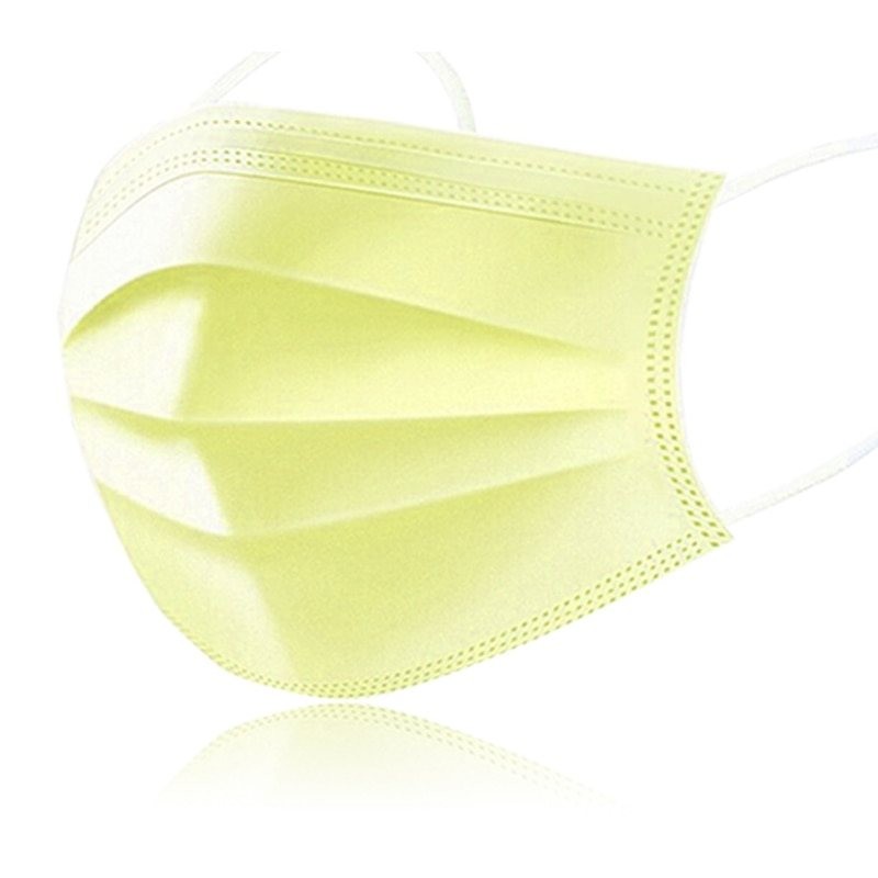 Máscaras descartáveis face / boca - 3 camada - anti-poeira - anti bacteriano - amarelo premium