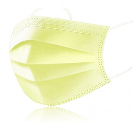 Máscaras descartáveis face / boca - 3 camada - anti-poeira - anti bacteriano - amarelo premium