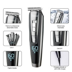 5 em 1 conjunto de aparador de cabelo elétrico - impermeável - aparador de barba