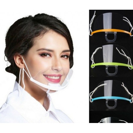 Máscara bucal transparente - antiembaçante / antisaliva - protetor bucal de plástico - leitura labial
