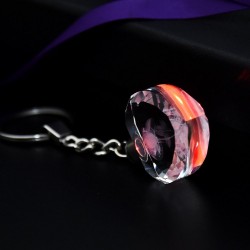 Flor de rosa no coração de cristal - LED - chaveiro