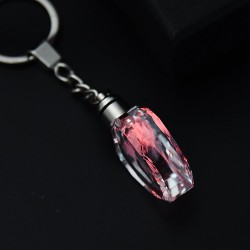 Flor de rosa no coração de cristal - LED - chaveiro