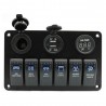 6 Gang 12V painel de interruptor - 5V Dual USB - voltímetro digital
