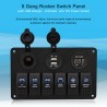 6 Gang 12V painel de interruptor - 5V Dual USB - voltímetro digital