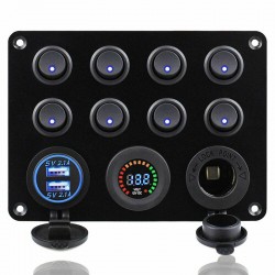 8 Gang toggle switch panel - 12V - 24V - Dual USB - digital voltmeter - waterproofSwitches