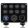8 Gang toggle switch panel - 12V - 24V - Dual USB - digital voltmeter - waterproofSwitches
