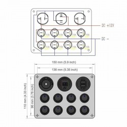 8 Gang toggle switch panel - 12V - 24V - Dual USB - digital voltmeter - waterproofSwitches