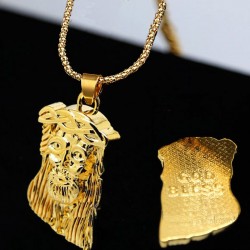 Rosto de Jesus Cristo pingente - com colar de ouro