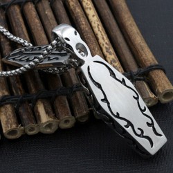 Coffin vintage com esqueleto - colar de aço inoxidável