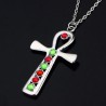 Silver Cross with colourful crystals - stainless steel necklaceNecklaces