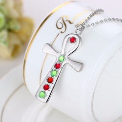 Silver Cross with colourful crystals - stainless steel necklaceNecklaces