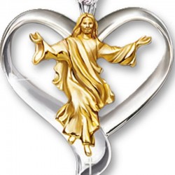 pingente de coração de Jesus - colar de aço inoxidável