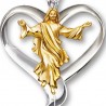 pingente de coração de Jesus - colar de aço inoxidável