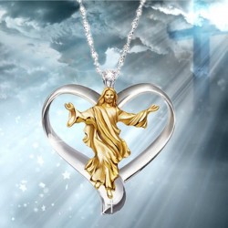 pingente de coração de Jesus - colar de aço inoxidável