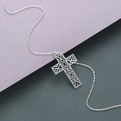 Hollow-out cross with necklace - stainless steelNecklaces