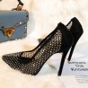 Crystals - mesh - high heels pumps - blackHigh heels