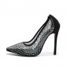 Crystals - mesh - high heels pumps - blackHigh heels