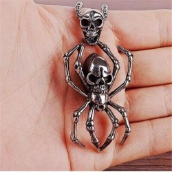 Vintage silver spider & skull pendant - stainless steel necklaceNecklaces
