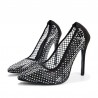 Crystals - mesh - high heels pumps - blackHigh heels
