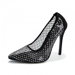 Crystals - mesh - high heels pumps - blackHigh heels