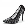 Crystals - mesh - high heels pumps - blackHigh heels