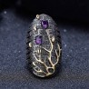 Vintage purple zircon - gold tree - ringRings