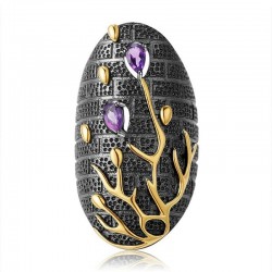 Zircon roxo vintage - árvore de ouro - anel