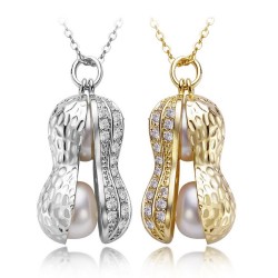Amendoim de cristal com pérolas - colar