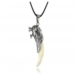 Cabeça de lobo com dente - colar