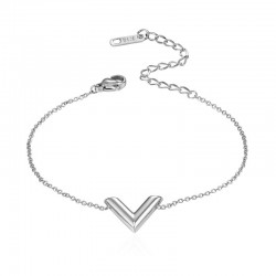 V letra - pulseira de aço inoxidável