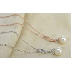 Crystal angel wing with pearl - necklaceNecklaces