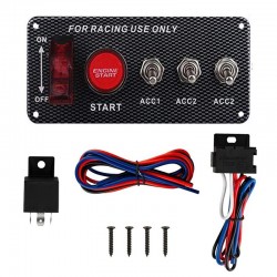 Painel de interruptor de ignição para o carro de corrida - botão de arranque do motor - interruptor de alavanca - 12V LED - QT31