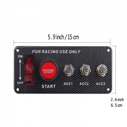 Painel de interruptor de ignição para o carro de corrida - botão de arranque do motor - interruptor de alavanca - 12V LED - QT31