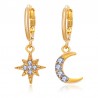 Estrela de cristal e lua - brincos de ouro