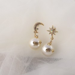 Star Moon Design Earrings - Drop StyleEarrings