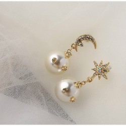 Star Moon Design Earrings - Drop StyleEarrings