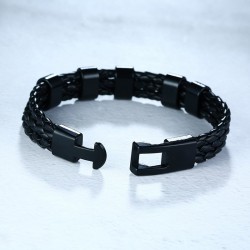 Pulseira de couro trançado - encantos de aço inoxidável - nomes feitos sob encomenda