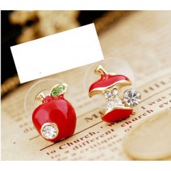 Crystal apples - asymmetric earrings - green - redEarrings