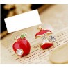 Crystal apples - asymmetric earrings - green - redEarrings