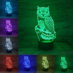 3D owl - LED night lamp - USB - touch control / remote controlLights & lighting