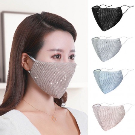 PM2.5 - anti-poeira - anti-bacteriano - reutilizável - máscara facial / boca com lantejoulas - lavável