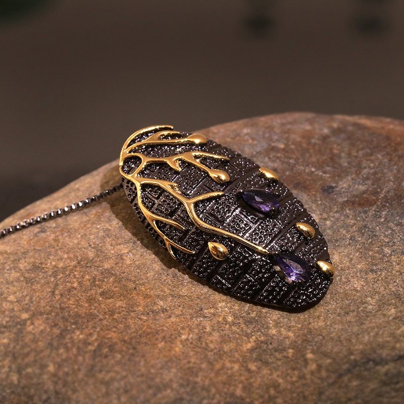 Colar de pedra de zircônia - preto