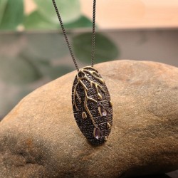 Colar de pedra de zircônia - preto