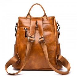 Saco de couro casual - design de pele de crocodilo - marrom / preto - mochila