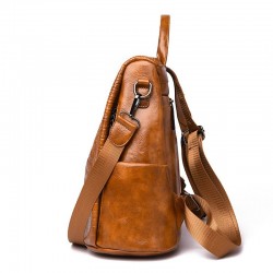 Saco de couro casual - design de pele de crocodilo - marrom / preto - mochila