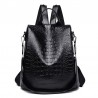 Saco de couro casual - design de pele de crocodilo - marrom / preto - mochila